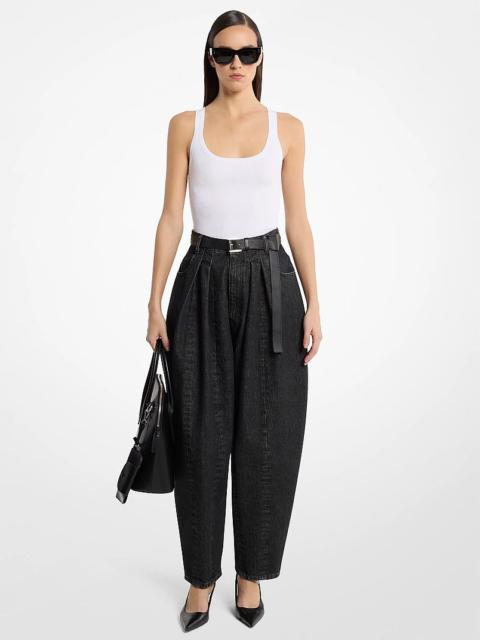 MICHAEL KORS COLLECTION Courtney Pleated Denim Barrel Jeans