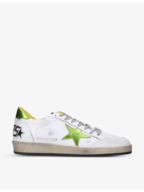 Golden Goose Men's Ballstar metallic distressed leather low-top trainers