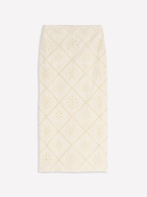 BODEN Textured Column Skirt-Ivory Broderie