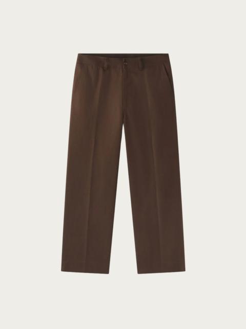 aaron levine Cotton Linen Flat Front Pant - Brown