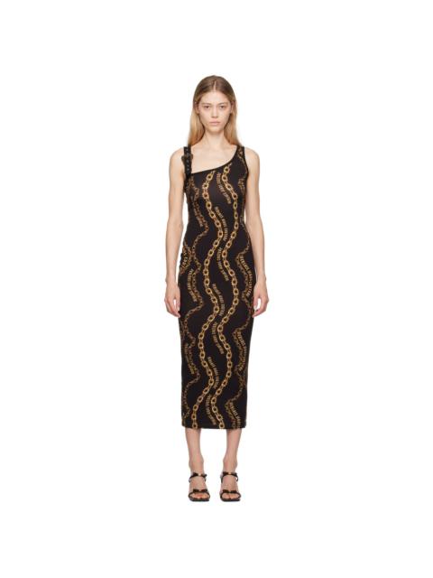 Black & Gold Chain Couture Midi Dress