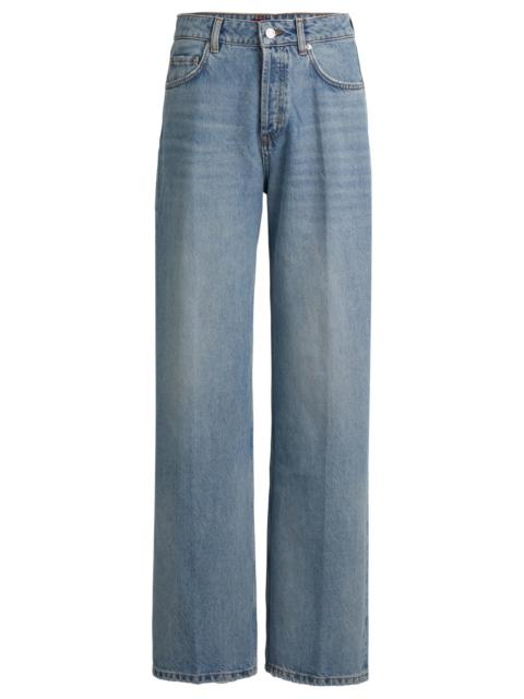 HUGO WIDE-LEG JEANS IN MID-BLUE RIGID DENIM