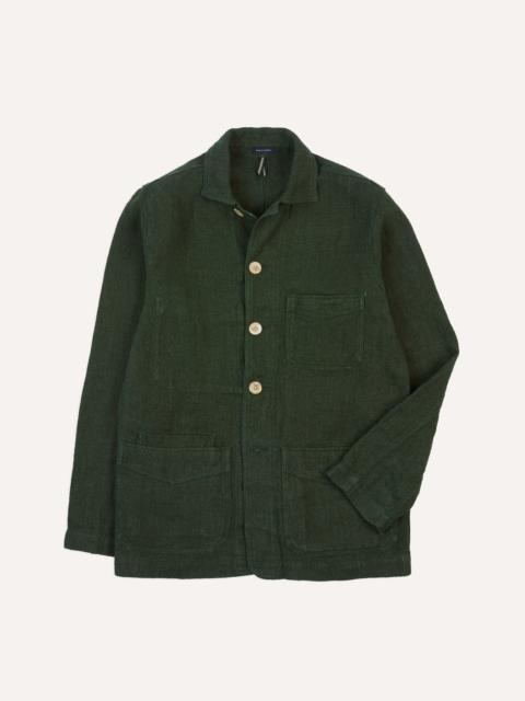 Drake's Green Linen Five-Pocket Chore Jacket
