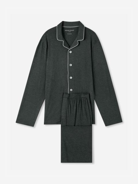 Derek Rose Men's Modern Fit Pyjamas Marlowe Micro Modal Stretch Anthracite