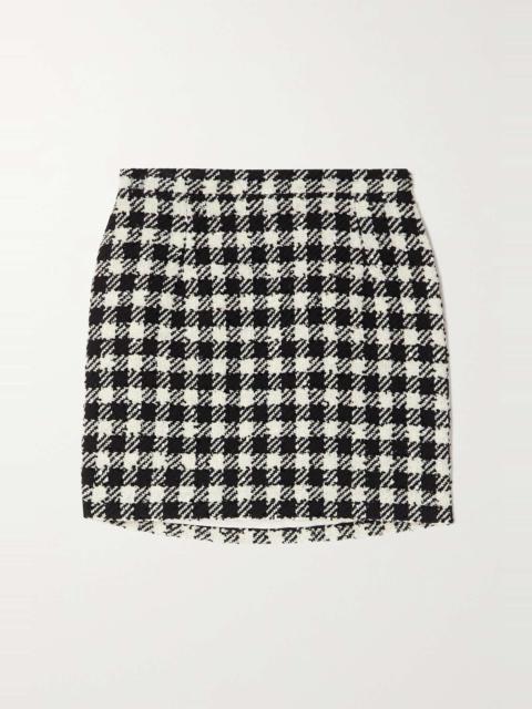 Houndstooth wool-blend tweed mini skirt