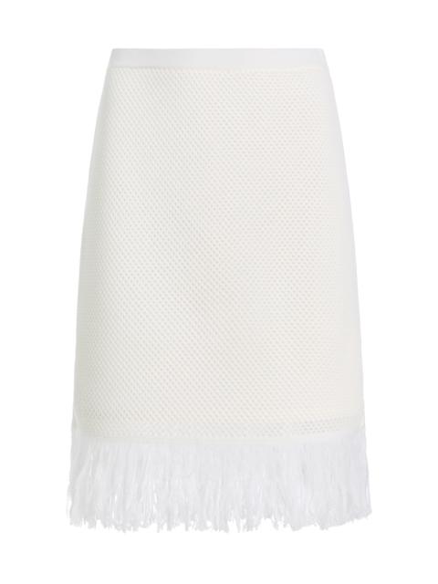 FERRAGAMO Wool Mesh Knit Midi Skirt white