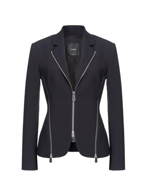 zipped crepe notch-lapel blazer