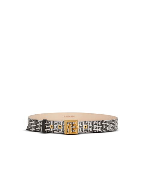 Balmain PB belt in monogrammed embossed calfskin