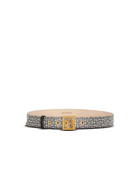 Balmain Calfskin PB belt embossed with the PB Labyrinth monogram