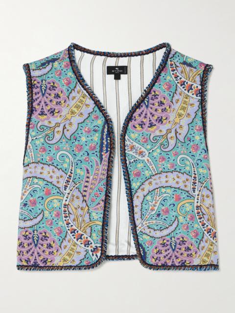 Etro Cropped Embroidered Denim Vest