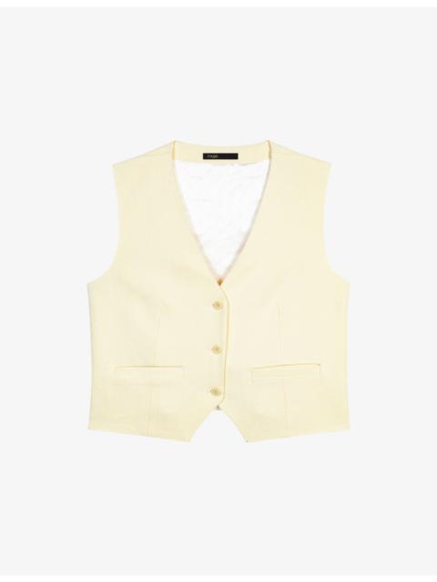 maje Tailored V-Neck Stretch-Woven Waistcoat