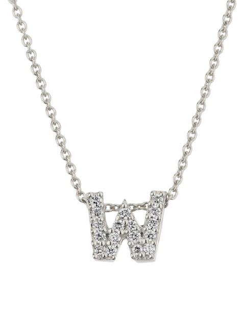 ROBERTO COIN Women's Tiny Treasures 0.08 TCW Diamond & 18K White Gold Initial Necklace - Initial W