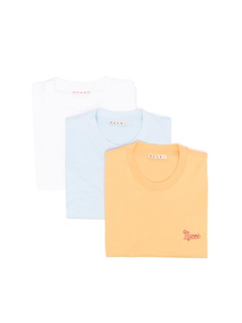 three-pack embroidered-logo T-shirt