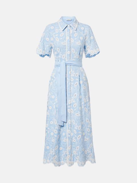 SIMKHAI Audria embroidered linen-blend midi dress