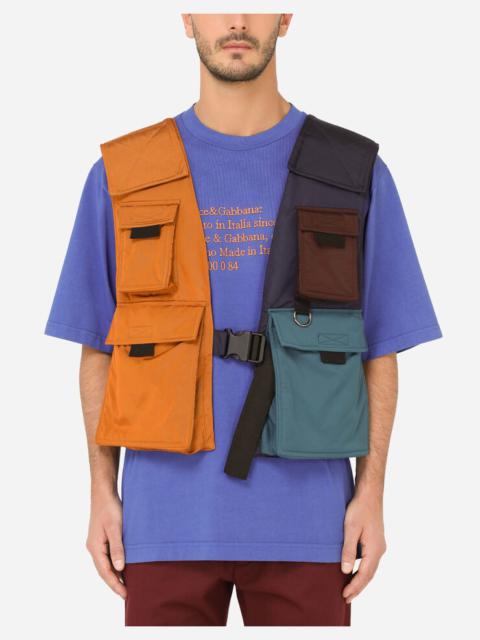 Dolce & Gabbana Nylon patchwork vest with multiple pockets