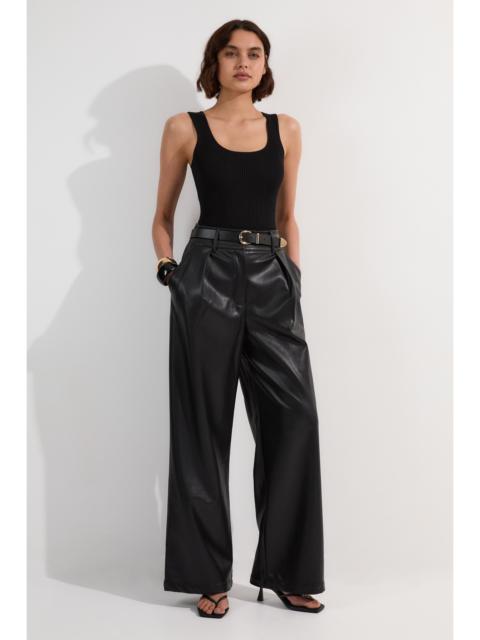 KAREN MILLEN Faux Leather High Waisted Wide Leg Trousers