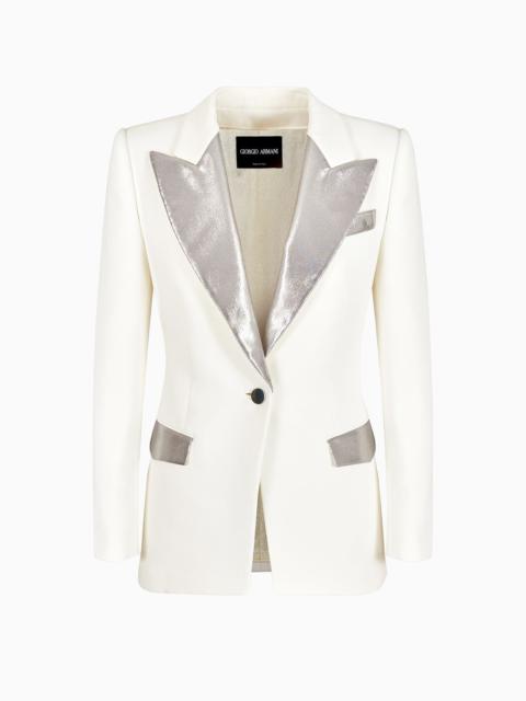 GIORGIO ARMANI Long single-breasted jacket in silk cady