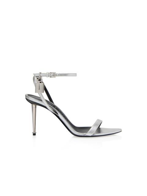 LAMINATED NAPPA PADLOCK POINTY NAKED SANDAL 85 MM