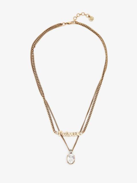Alexander McQueen Mcqueen Graffiti Chain Necklace in Gold