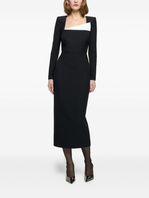 ROLAND MOURET square-neck midi dress