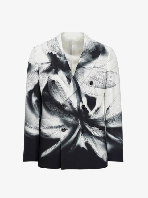 Alexander McQueen Men's Dragonfly Shadow Double-breasted Jacket in Black/white