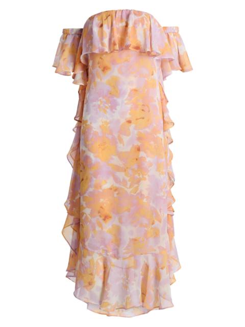 MISA Women's Carla Floral Tiered Ruffle Midi-Dress - Watercolor Flora