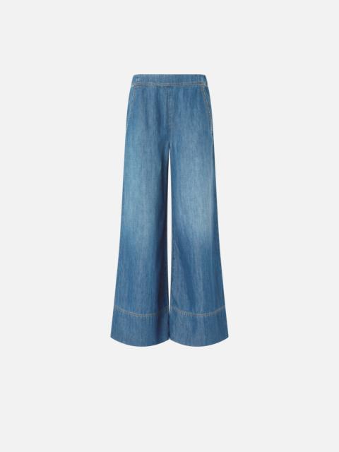 PINKO WIDE-LEG JEANS IN LINEN-BLEND DENIM