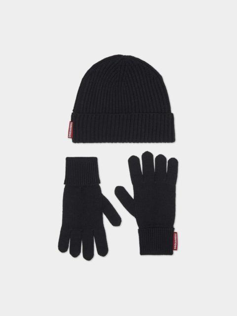 DSQUARED2 BEANIE & GLOVES WARMY KNIT SET