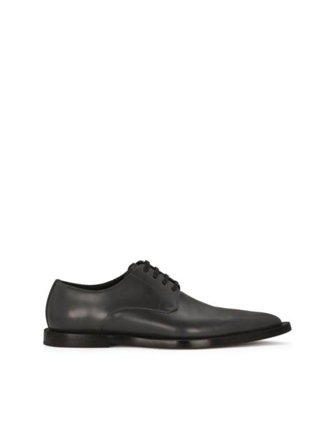 leather pointed derby shoes