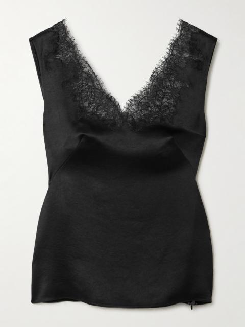 Alexander McQueen Lace-trimmed Hammered-satin Camisole