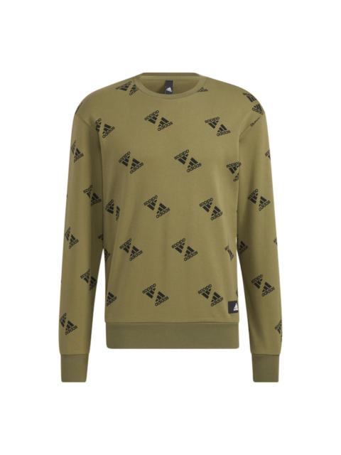 adidas Fi Bp1 Aop Swt Full Print Logo Sports Round Neck Pullover Couple Style Green HE7448