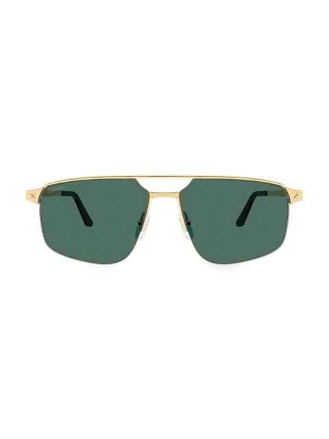 Cartier Men's Santos Evolution 60MM Platinum-Plated Navigator Sunglasses - Gold