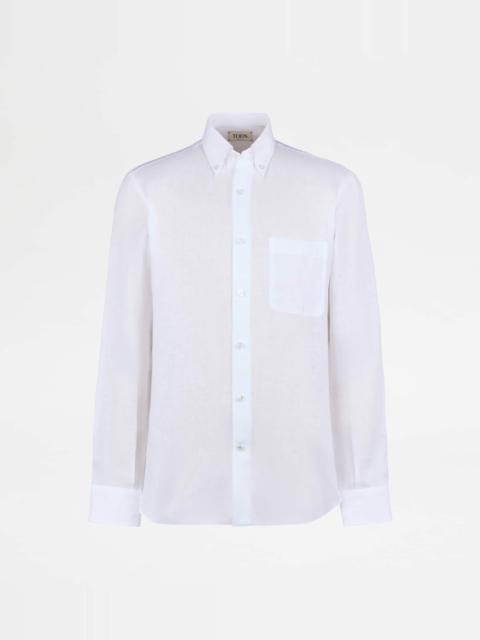 Tod's BUTTON DOWN SHIRT IN LINEN - WHITE
