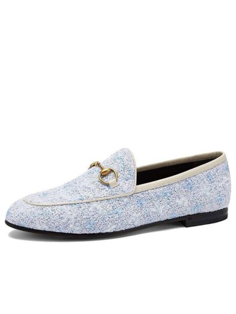 GUCCI (WMNS) Gucci Jordaan Tweed Loafers 'Blue' 431467-GYV10-4590