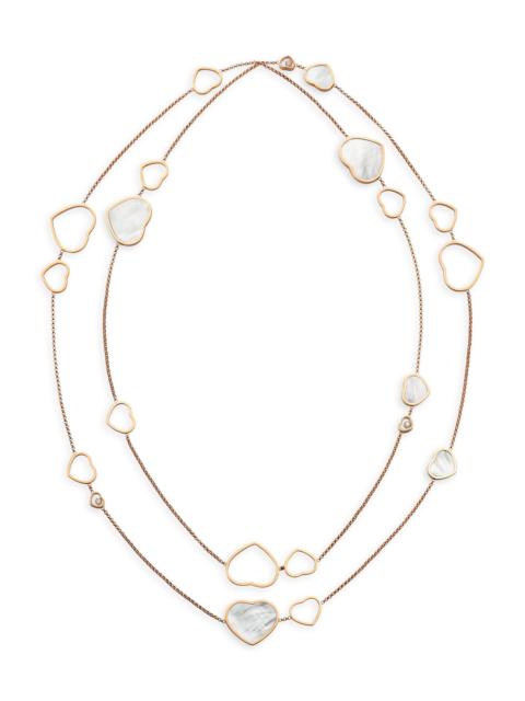 Chopard Women's Happy Hearts 18K Rose Gold, Diamond & Mother-Of-Pearl 2-Strand Station Necklace - Rose Gold