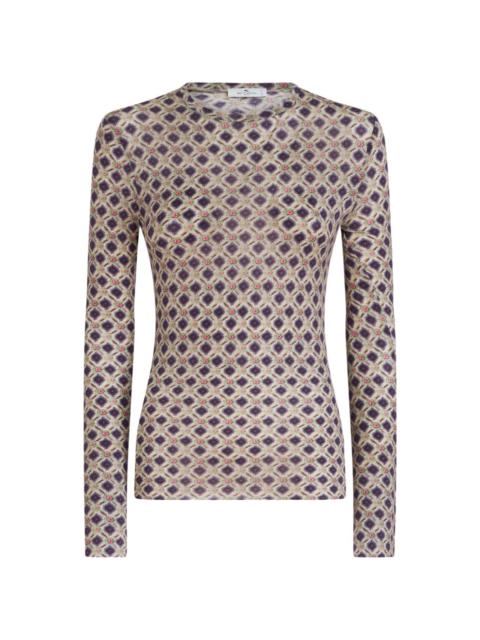 graphic-print knitted top