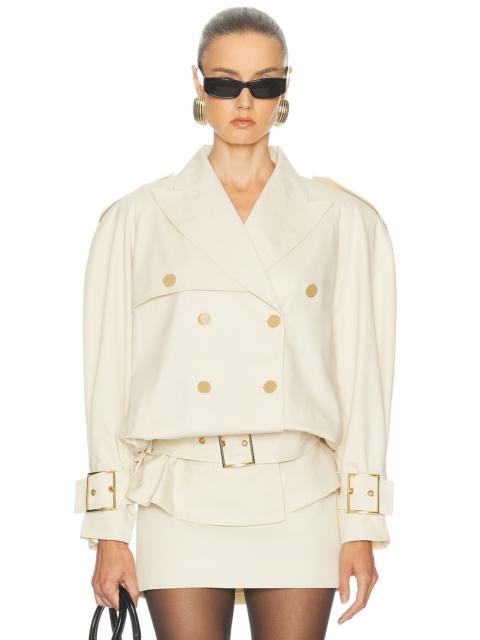 Faux Leather Belted Jacket