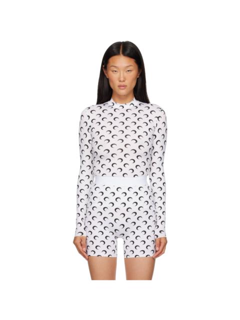 Marine Serre White Recycled Moon Jersey Second Skin Top