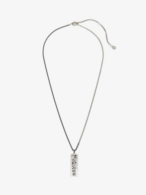 Alexander McQueen Mcqueen Graffiti Necklace in Antique Silver