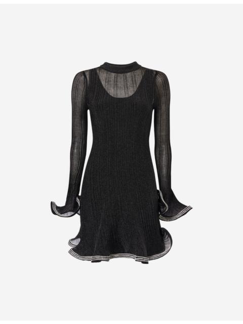 SIMKHAI Zelda Crystal-Wavy-Trims Knitted Mini Dress