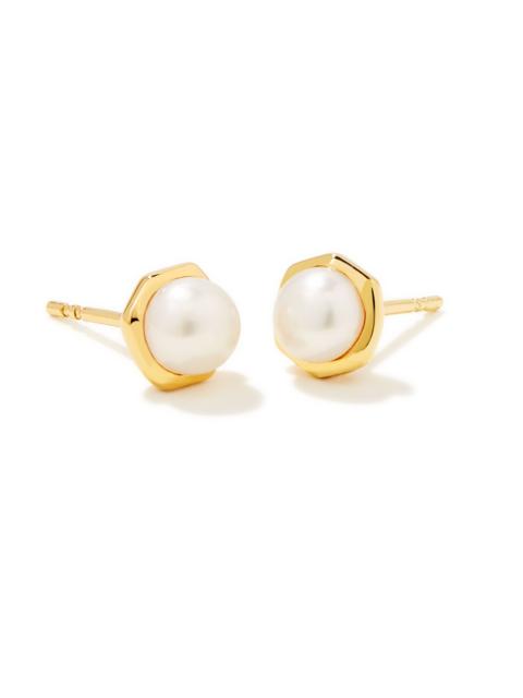 KENDRA SCOTT Davie Pearl 18k Gold Vermeil Stud Earrings in Freshwater Cultured Pearl