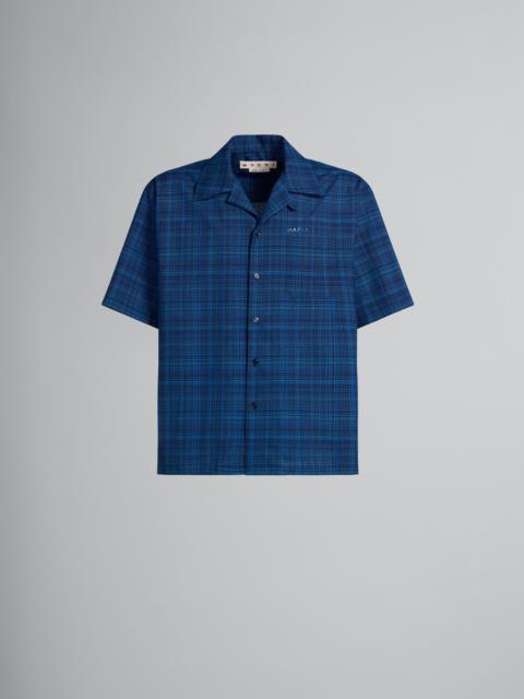 Marni BLUE BOWLING SHIRT IN CHECKED LIGHT WOOL