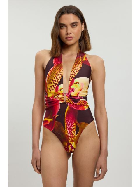 KAREN MILLEN Orchid Print Plunge Swimsuit