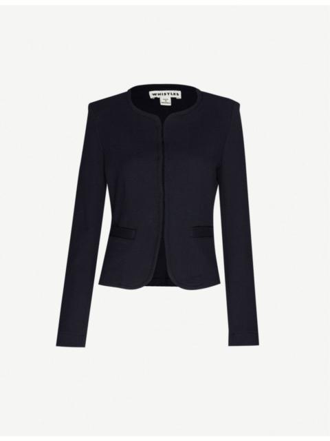 WHISTLES Collarless slim cotton jacket