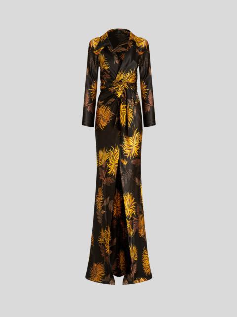 LONG WRAP DRESS WITH DAHLIAS