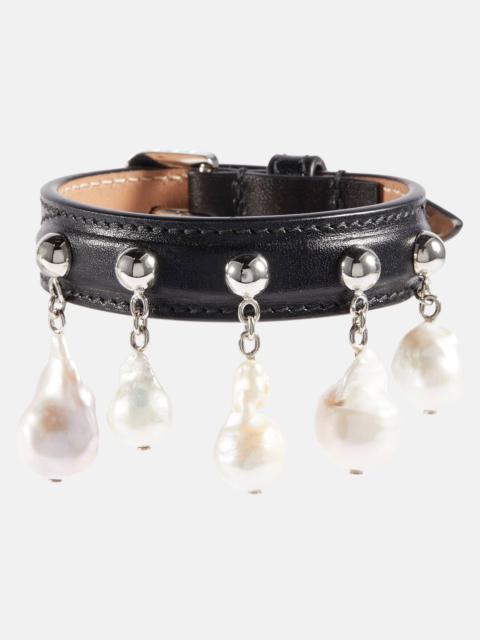 Alaïa Mother-of-pearl leather bracelet