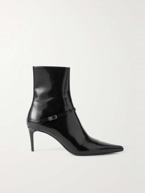 Vendome buckled glossed-leather ankle boots
