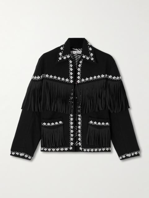 ALIX OF BOHEMIA Jude Fringed Embroidered Wool-flannel Jacket