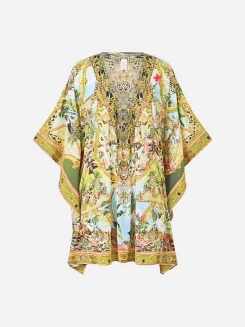 CAMILLA SHORT V NECK KAFTAN W RING FRONT TRIM WANDERLUST EMPIRE