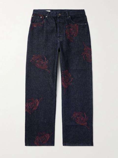 Dries Van Noten Embroidered Straight-Leg Jeans Blue